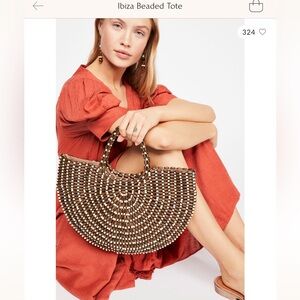 NWOT Free People Brown and Cream Woven Tote